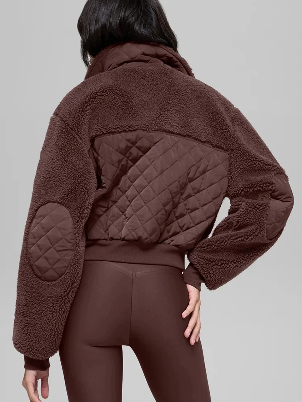 ALO Yoga Brownstone Sherpa Edge Bomber Jacket